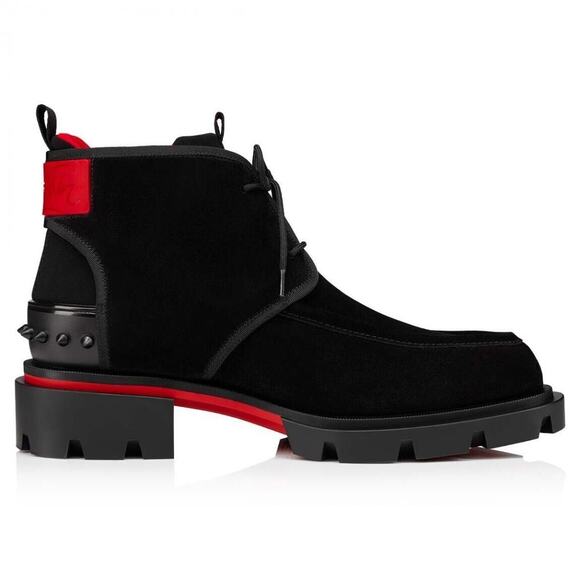 Christian Louboutin Mens Our Georges 2 Flat Black Suede Combat Lace Up Boot 42 9 - Picture 3 of 11